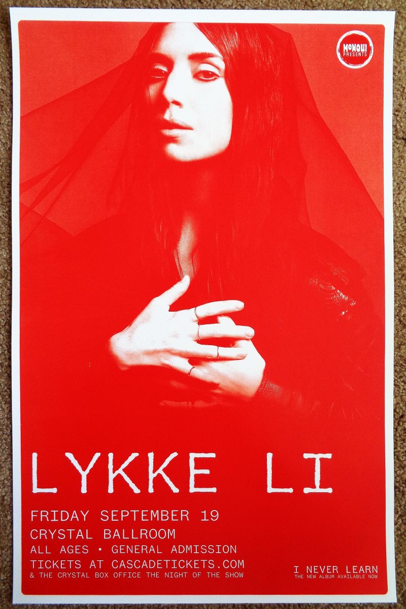 Image 0 of Li LYKKE LI 2014 Gig POSTER Portland Oregon Concert