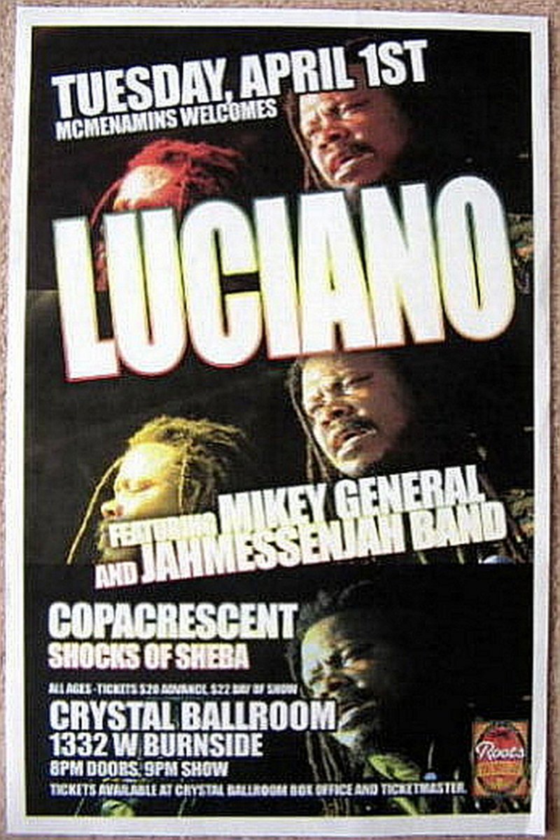 Image 0 of LUCIANO 2008 Gig POSTER Reggae Portland Oregon Concert 