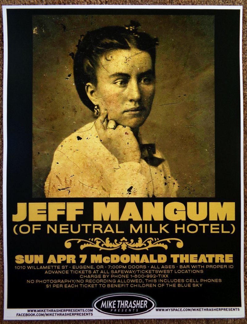 Image 0 of Mangum JEFF MANGUM Neutral Milk Hotel 2013 POSTER Gig Eugene Oregon Concert