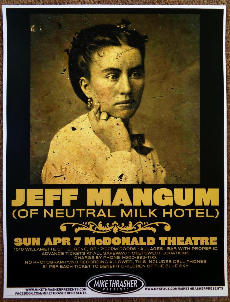 Image 0 of Mangum JEFF MANGUM Neutral Milk Hotel 2013 POSTER Gig Eugene Oregon Concert