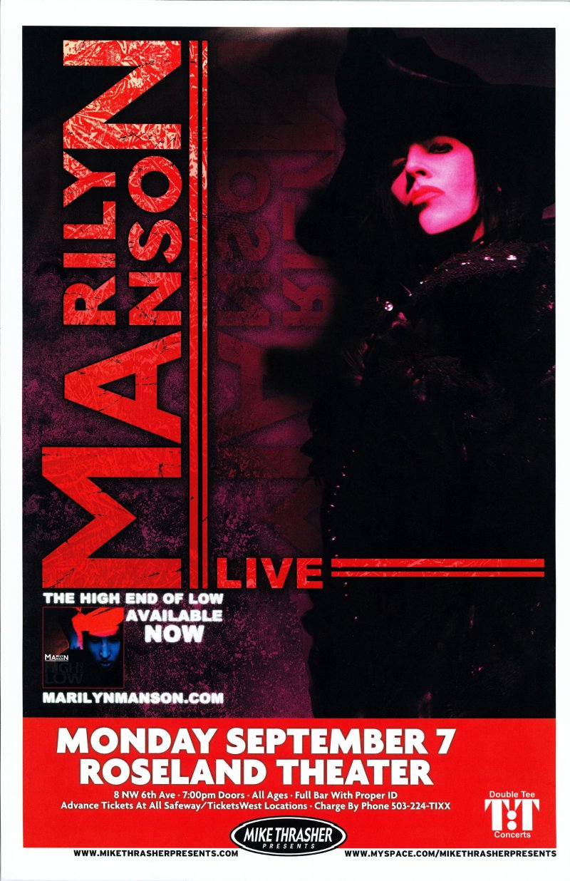 Image 0 of Manson MARILYN MANSON 2009 Gig POSTER Portland Oregon Concert 