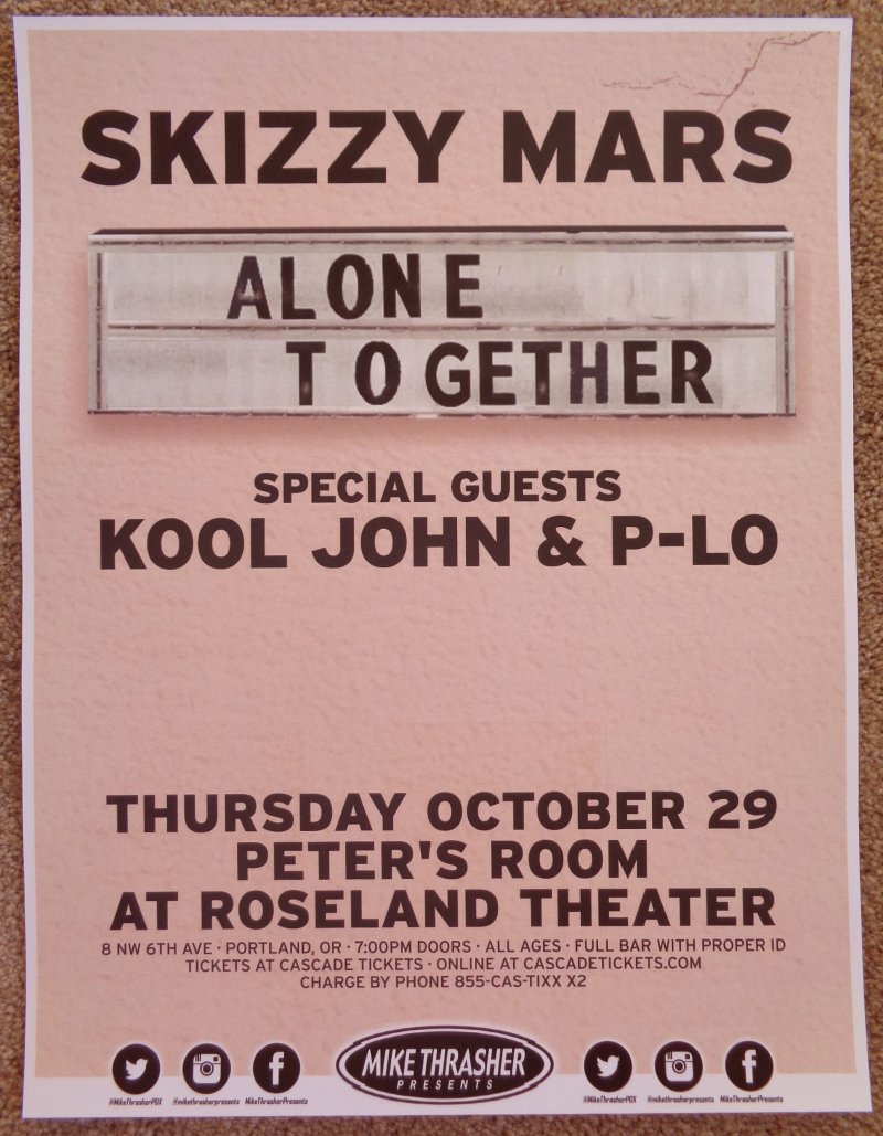 Image 0 of Mars SKIZZY MARS 2015 Gig POSTER Portland Oregon Concert