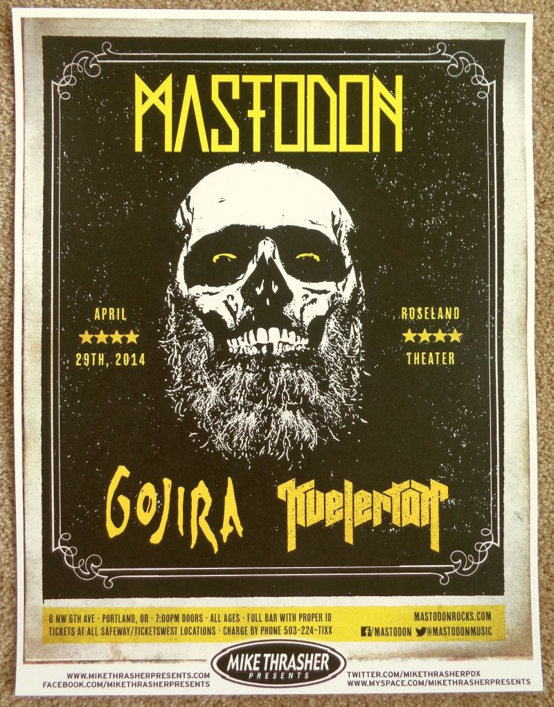 Image 0 of MASTODON Gojira 2014 Gig POSTER Portland Oregon Concert