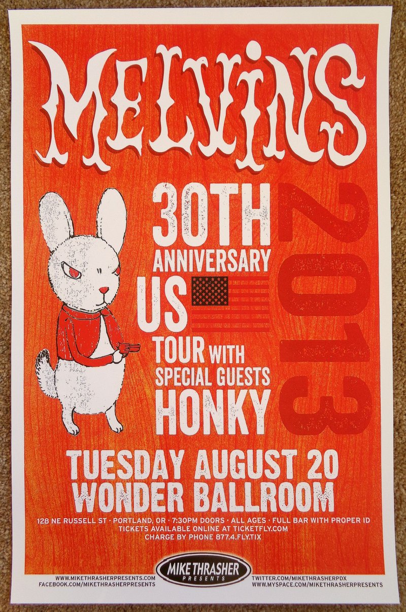 Image 0 of Melvins THE MELVINS 2013 Gig POSTER Portland Oregon Concert 30th Anniversar Tour