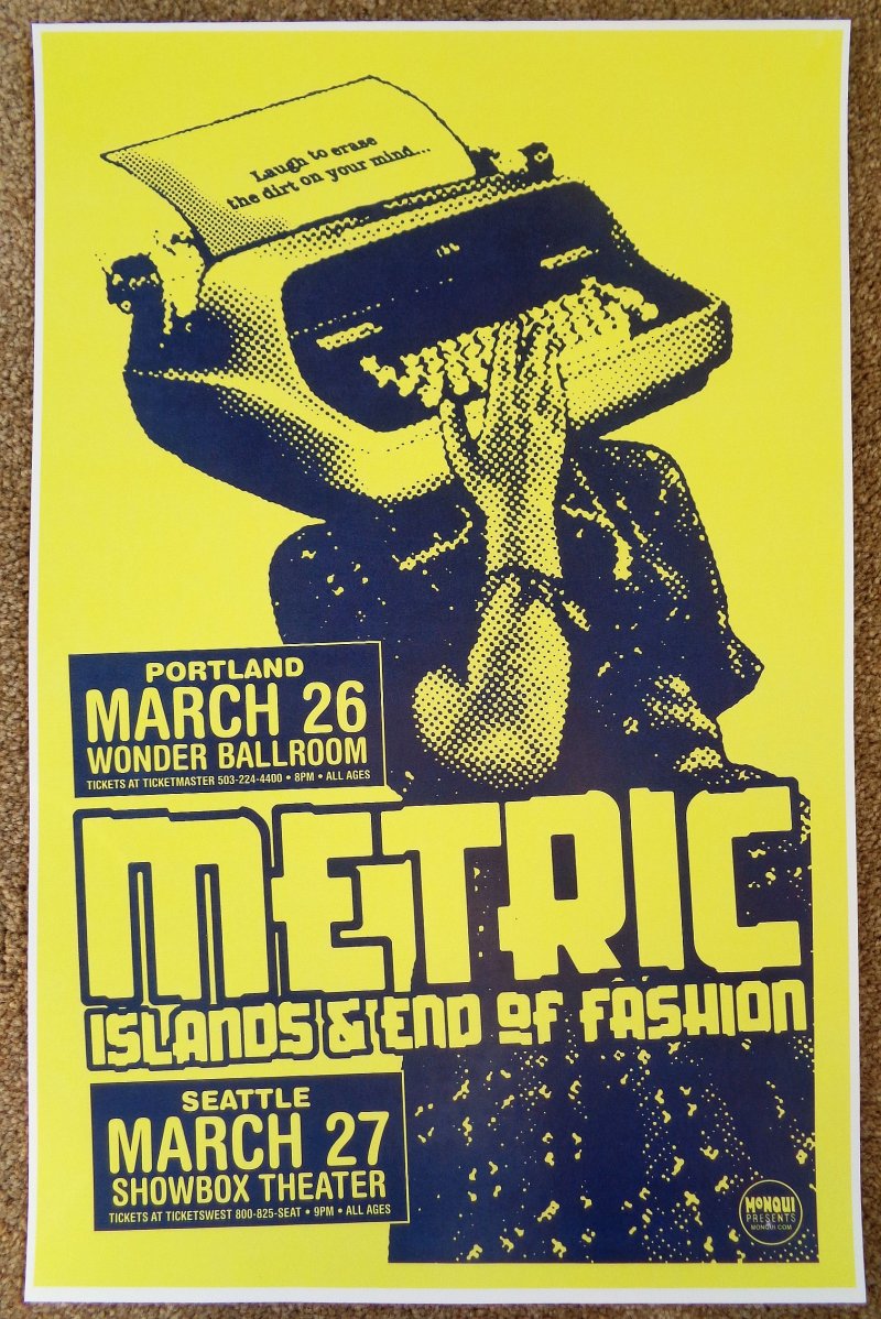 Image 0 of METRIC 2005 Gig POSTER Portland Oregon Concert Seattle Washington Live It Out