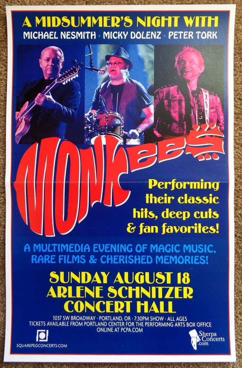 Image 0 of MONKEES 2013 Gig POSTER Portland Oregon Concert 