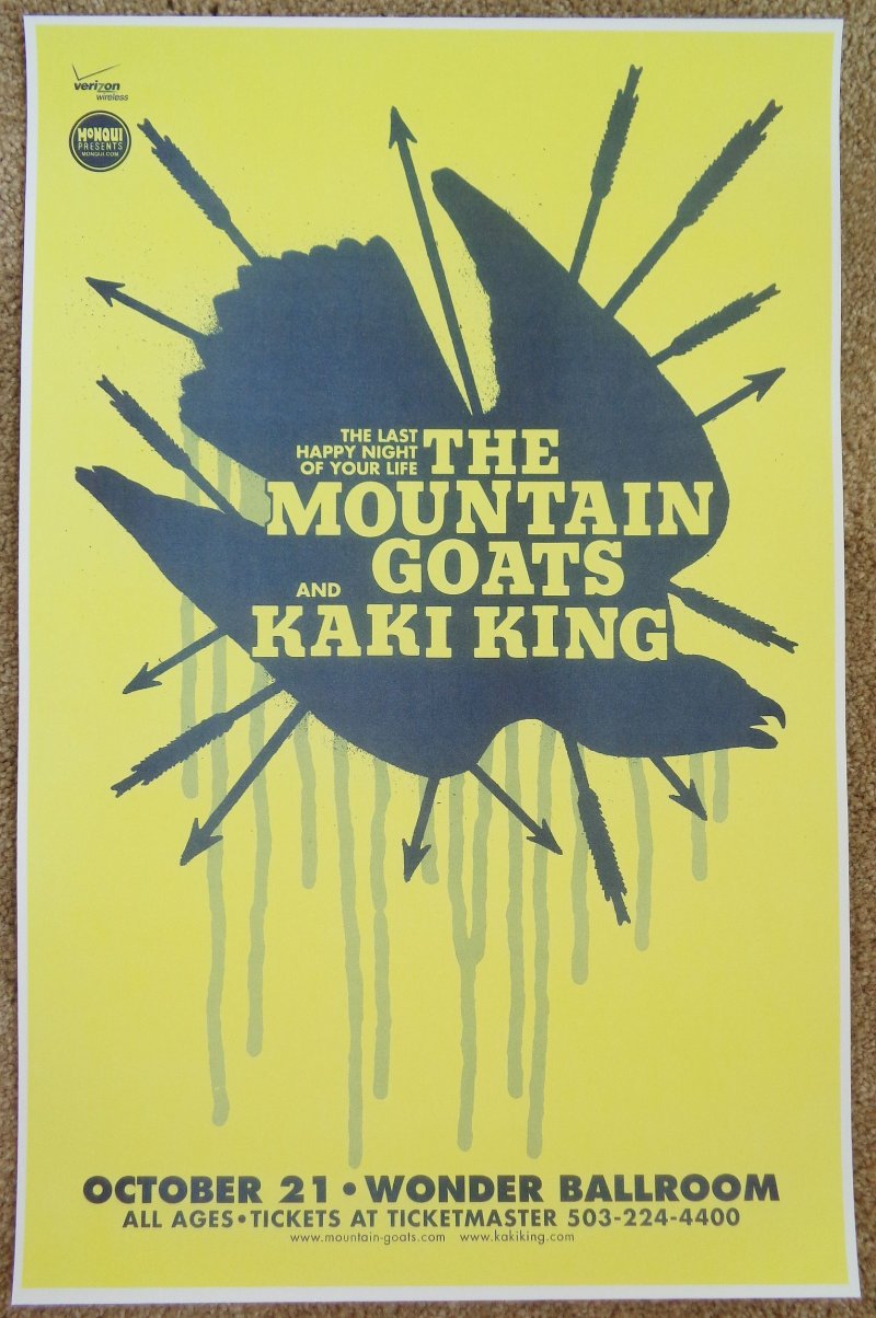 Image 0 of MOUNTAIN GOATS & KAKI KING Gig POSTER Oct. 2008 Portland Oregon Concert