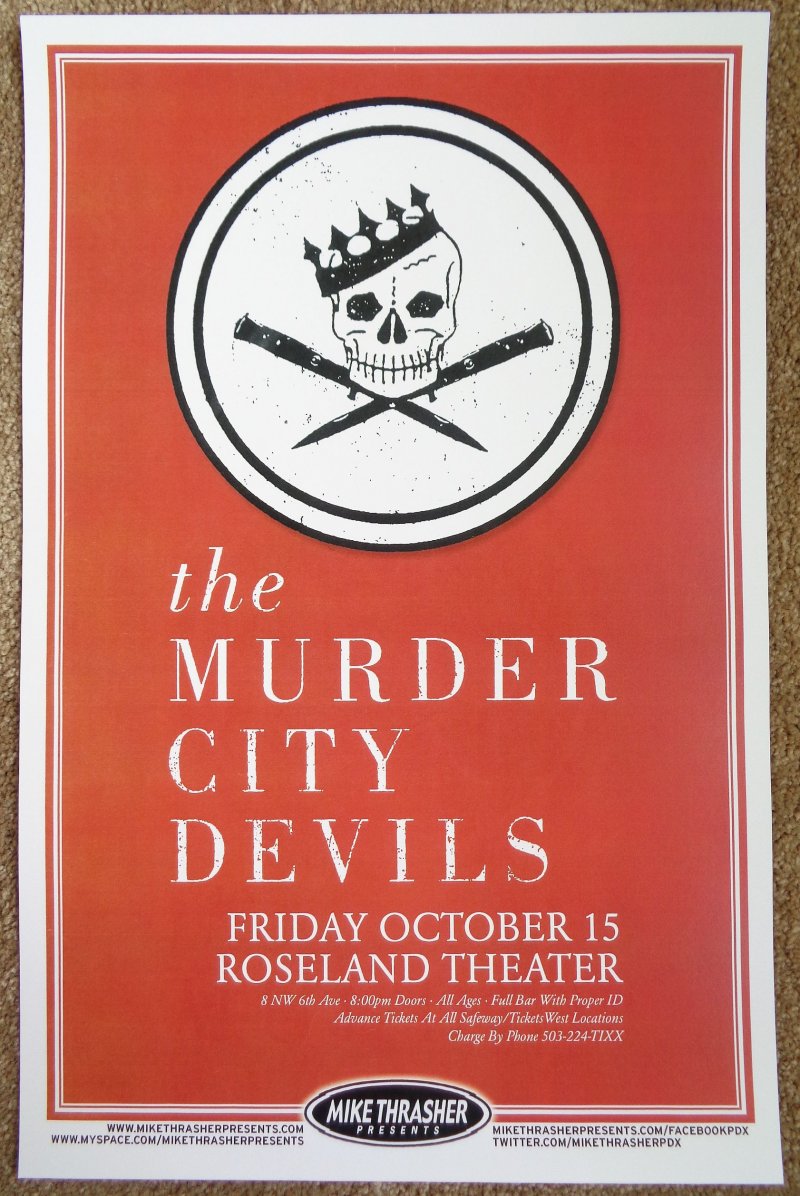 Image 0 of MURDER CITY DEVILS 2010 Gig POSTER Portland Oregon Concert