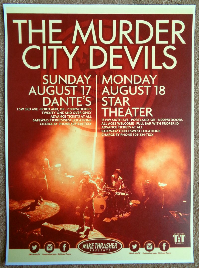 Image 0 of MURDER CITY DEVILS 2014 Gig POSTER Portland Oregon Concert