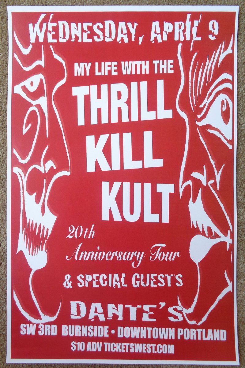 Image 0 of MY LIFE WITH THE THRILL KILL KULT 2008 Gig POSTER Portland Oregon Concert Ver. 2