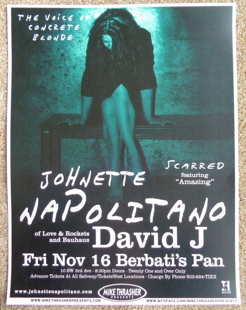 Image 0 of Napolitano JOHNETTE NAPOLITANO Nov 07 Gig POSTER Concrete Blonde Oregon Concert