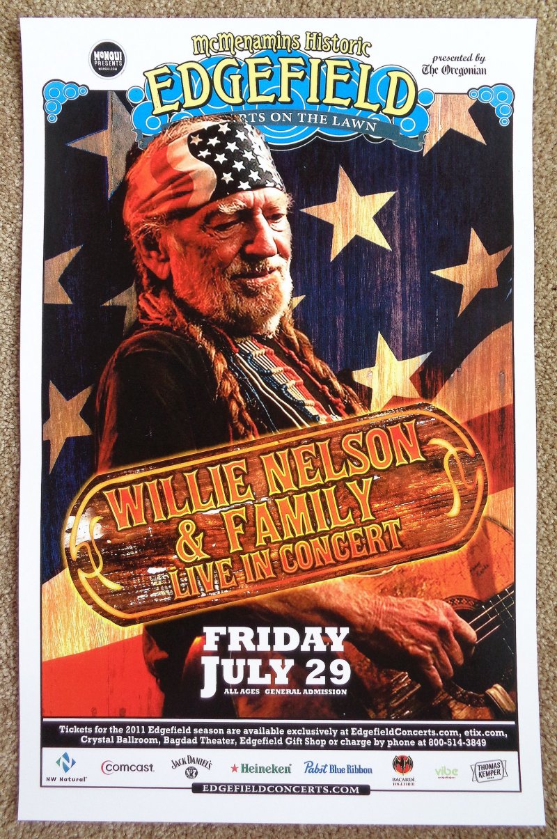 Image 0 of Nelson WILLIE NELSON 2011 Gig POSTER Edgefield Portland Oregon Concert 