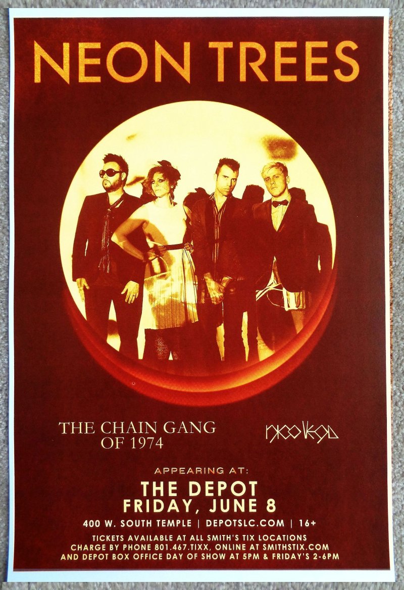 Image 0 of NEON TREES 2012 Gig POSTER Salt Lake City Concert