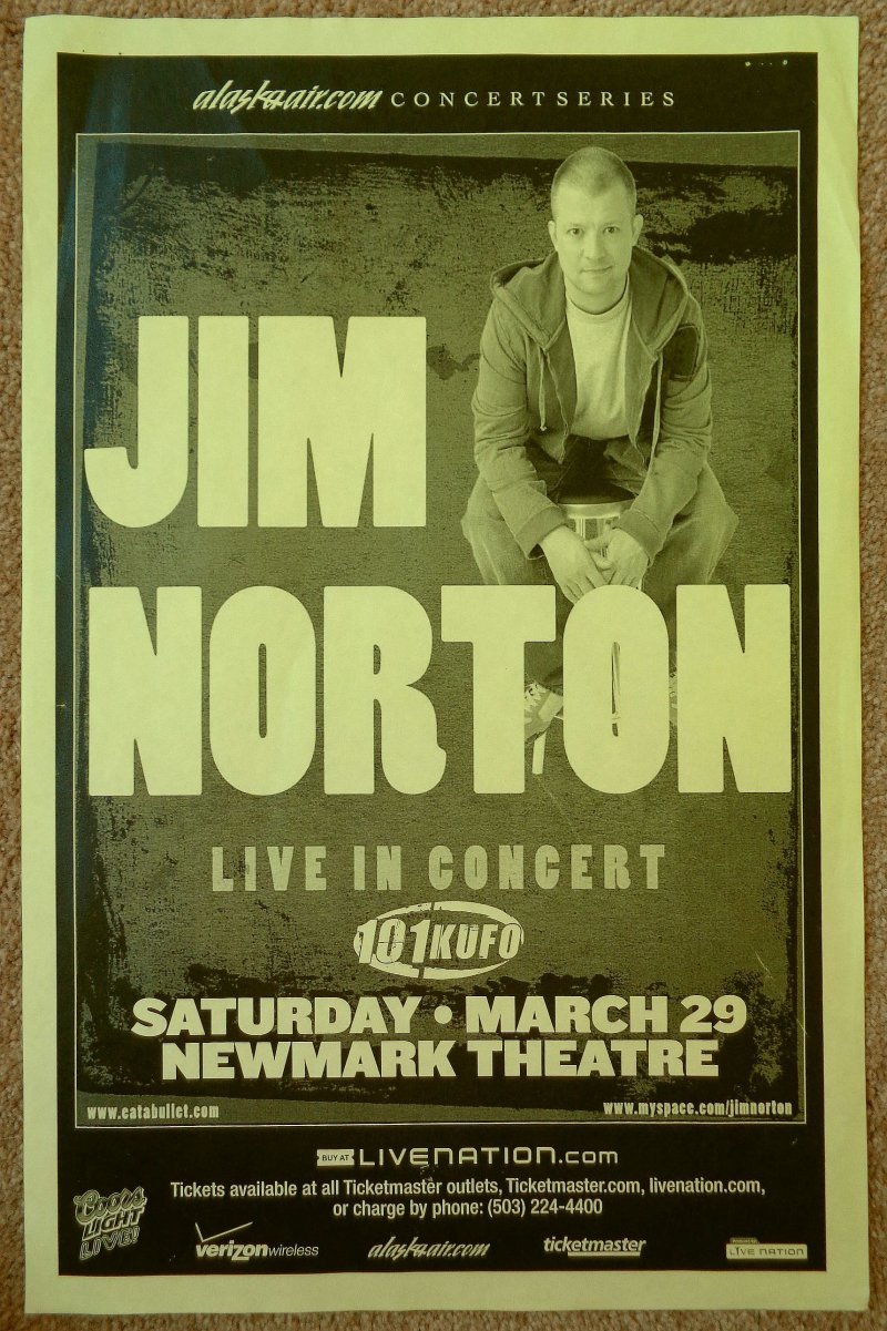 Norton JIM NORTON 2008 Gig POSTER Portland Oregon Comedy 