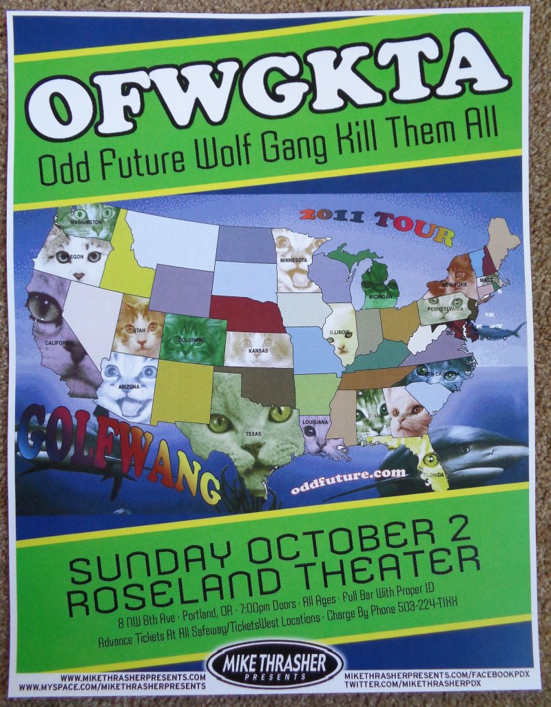 Image 0 of OFWGKTA Odd Future 2011 POSTER Gig Portland Oregon Tyler The Creator Concert 
