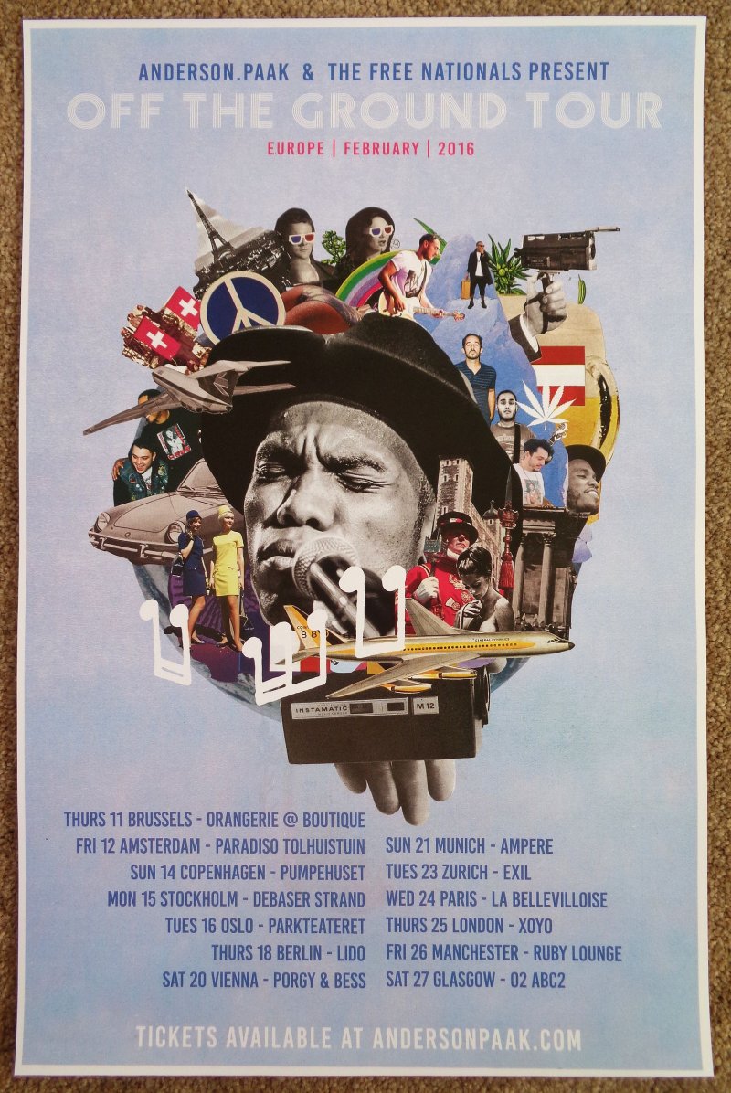 Paak ANDERSON .PAAK 2016 Tour POSTER Europe Gig Concert THE FREE NATIONALS