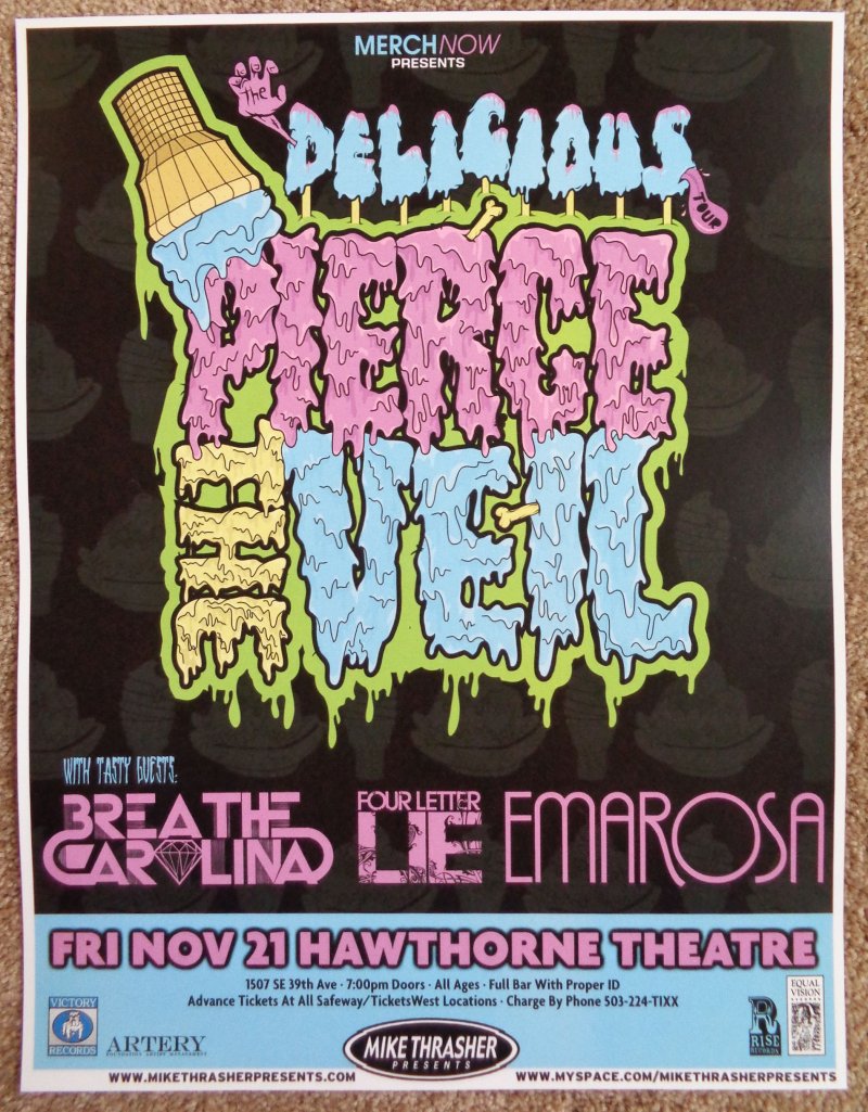 Image 0 of PIERCE THE VEIL 2008 Gig POSTER Portland Oregon Concert 