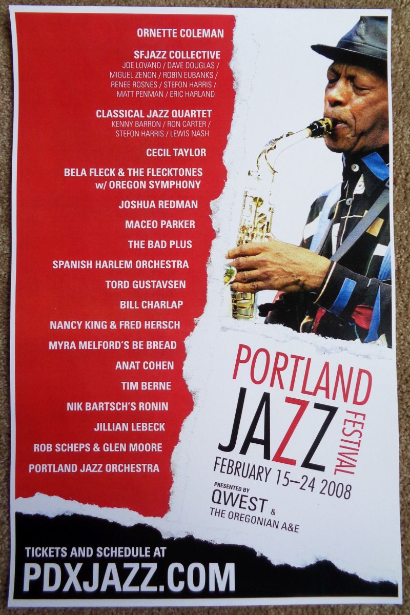 PORTLAND JAZZ FESTIVAL 2008 POSTER ORNETTE COLEMAN Portland Oregon