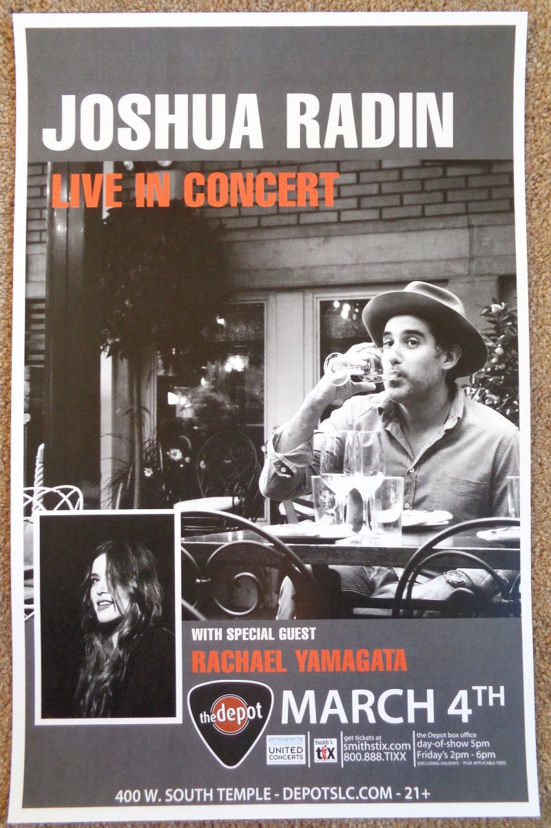 Radin JOSHUA RADIN & RACHAEL YAMAGATA 2015 Gig POSTER Salt Lake City Concert