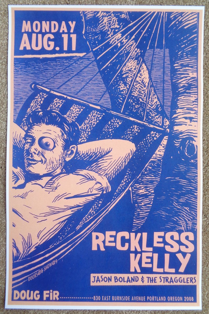 Image 0 of RECKLESS KELLY 2008 Gig POSTER Portland Oregon Concert 