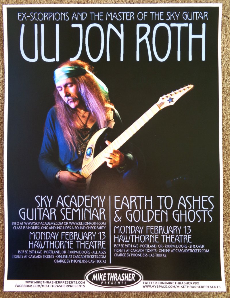 Image 0 of Roth ULI JON ROTH 2012 Gig POSTER Portland Oregon Scorpions Concert