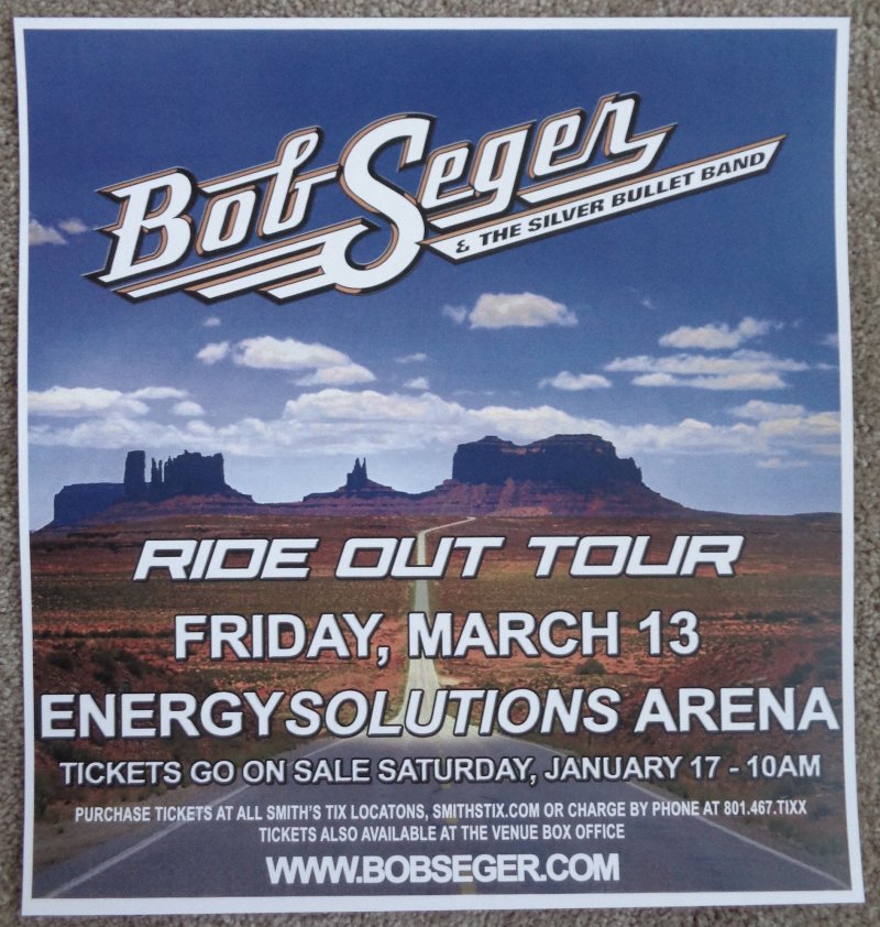 Image 0 of Seger BOB SEGER 2015 Gig POSTER Salt Lake City Concert Utah Ride Out Tour
