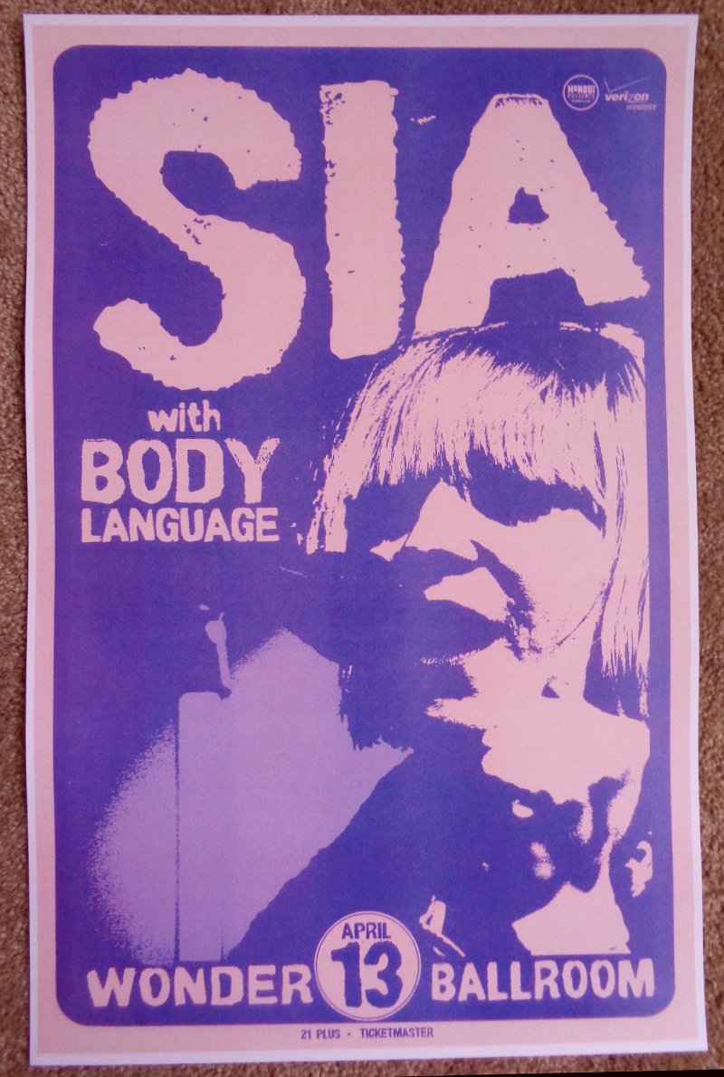 Image 0 of SIA Furler 2010 Gig POSTER Portland Oregon Concert 