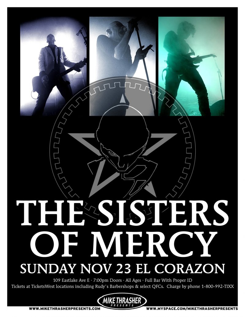 Image 0 of SISTERS OF MERCY 2008 Gig POSTER Seattle Washington Concert