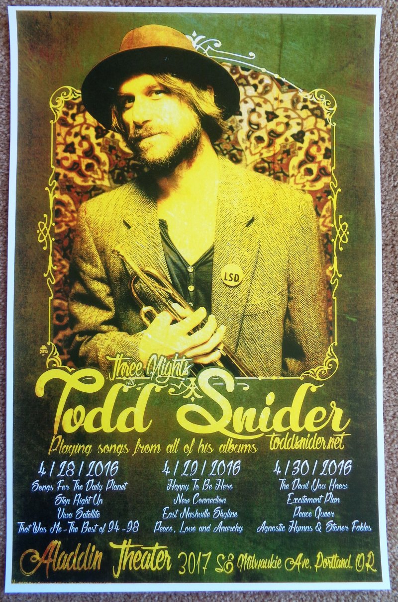 Image 0 of Snider TODD SNIDER 2016 Gig POSTER Portland Oregon Concert