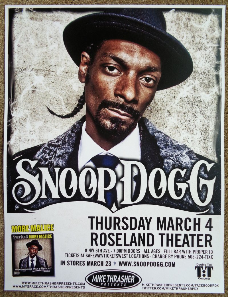 Image 0 of SNOOP DOGG 2010 Gig POSTER Portland Oregon Concert 