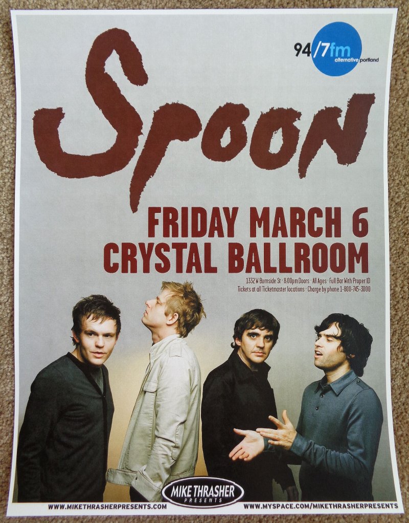 Image 0 of SPOON 2009 Gig POSTER Portland Oregon Concert BRITT DANIEL