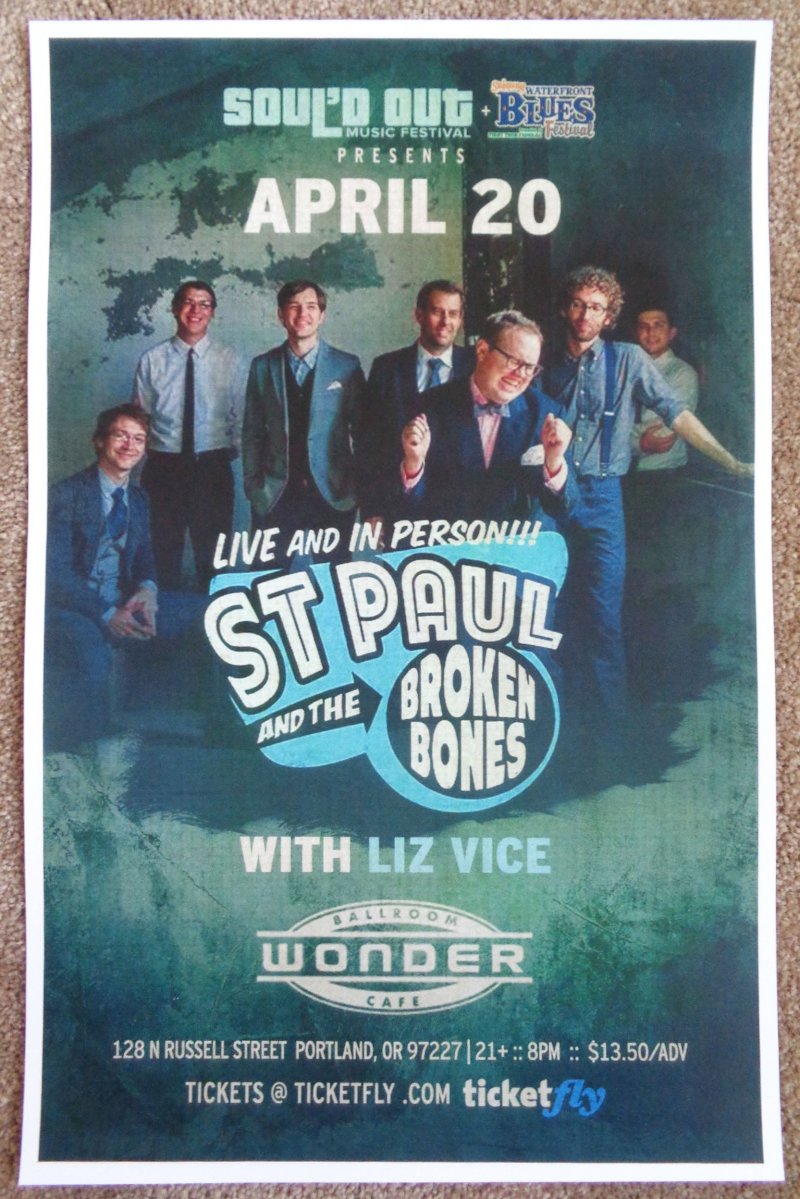 ST. PAUL AND THE BROKEN BONES 2014 POSTER Gig Portland Oregon Concert