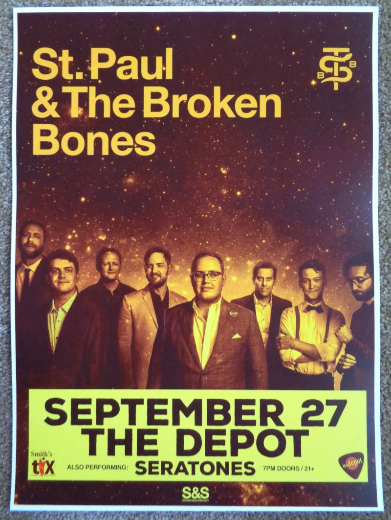 ST. PAUL AND THE BROKEN BONES 2016 POSTER Gig Salt Lake City Concert Utah