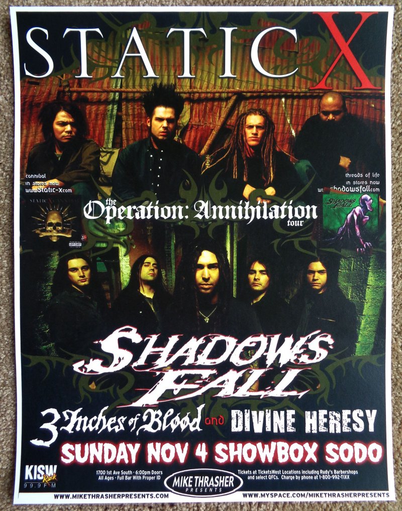 Image 0 of STATIC-X 2007 Gig POSTER Seattle Washington WAYNE STATIC Concert