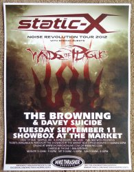 STATIC-X 2012 Gig POSTER Seattle Washington WAYNE STATIC Concert