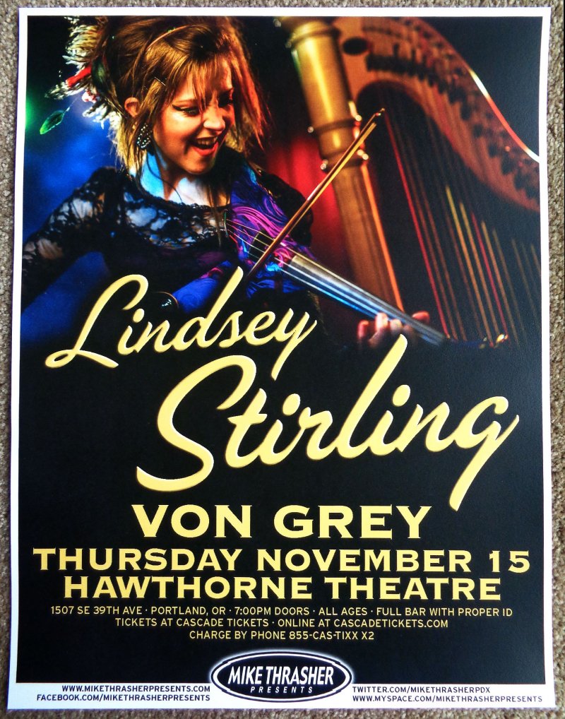 Image 0 of Stirling LINDSEY STIRLING 2012 Gig POSTER Portland Oregon Concert
