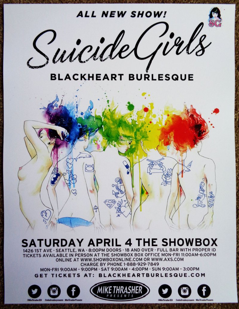 Image 0 of SUICIDE GIRLS 2015 Gig POSTER Seattle Washington Blackheart Burlesque Tour