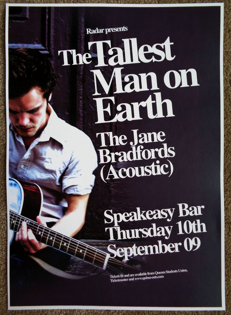 Image 0 of TALLEST MAN ON EARTH Ireland 2009 Gig POSTER Concert Kristian Matsson