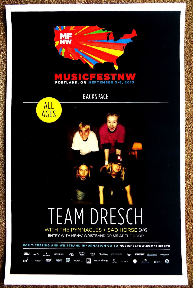 Image 0 of TEAM DRESCH 2013 Gig POSTER MFNW Portland Oregon Concert Musicfest NW