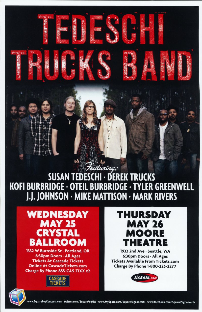 Image 0 of TEDESCHI TRUCKS BAND 2011 Gig POSTER Concert Portland Oregon And Seattle Wash. 