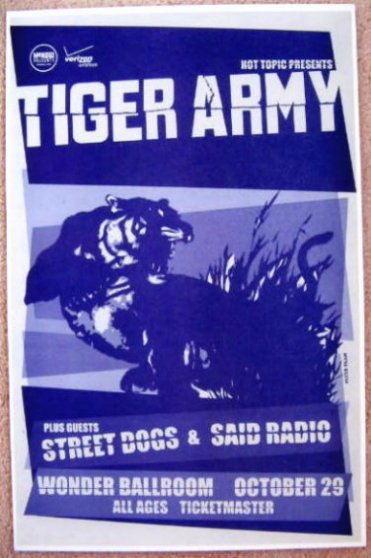 Image 0 of TIGER ARMY 2007 Gig POSTER Portland Oregon Concert