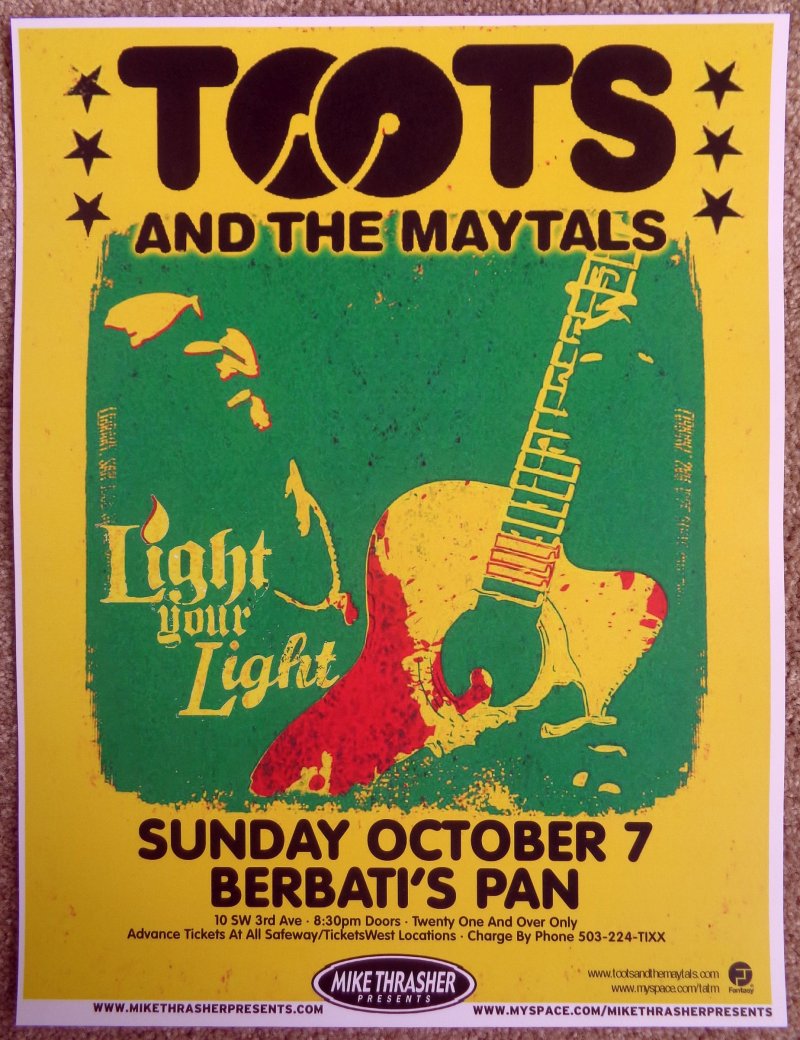 Image 0 of TOOTS AND THE MAYTALS 2007 Gig POSTER Reggae Portland Oregon Concert 