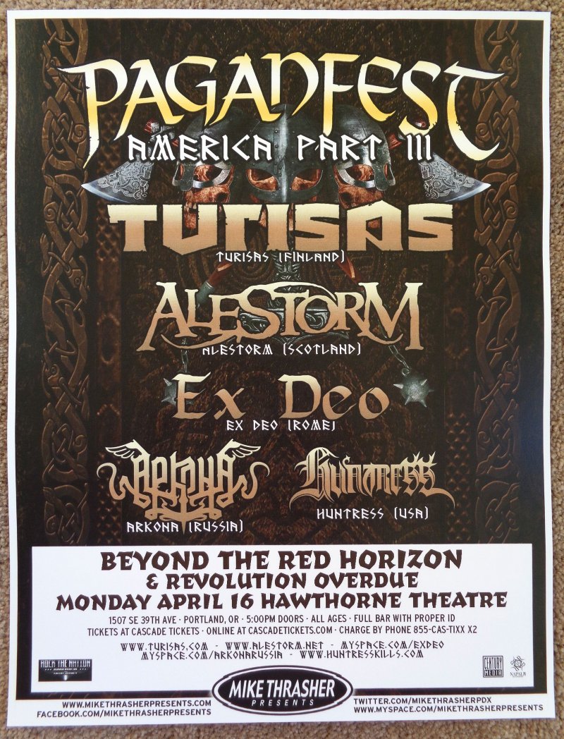 Image 0 of TURISAS 2012 Gig POSTER Portland Oregon PAGANFEST Concert 