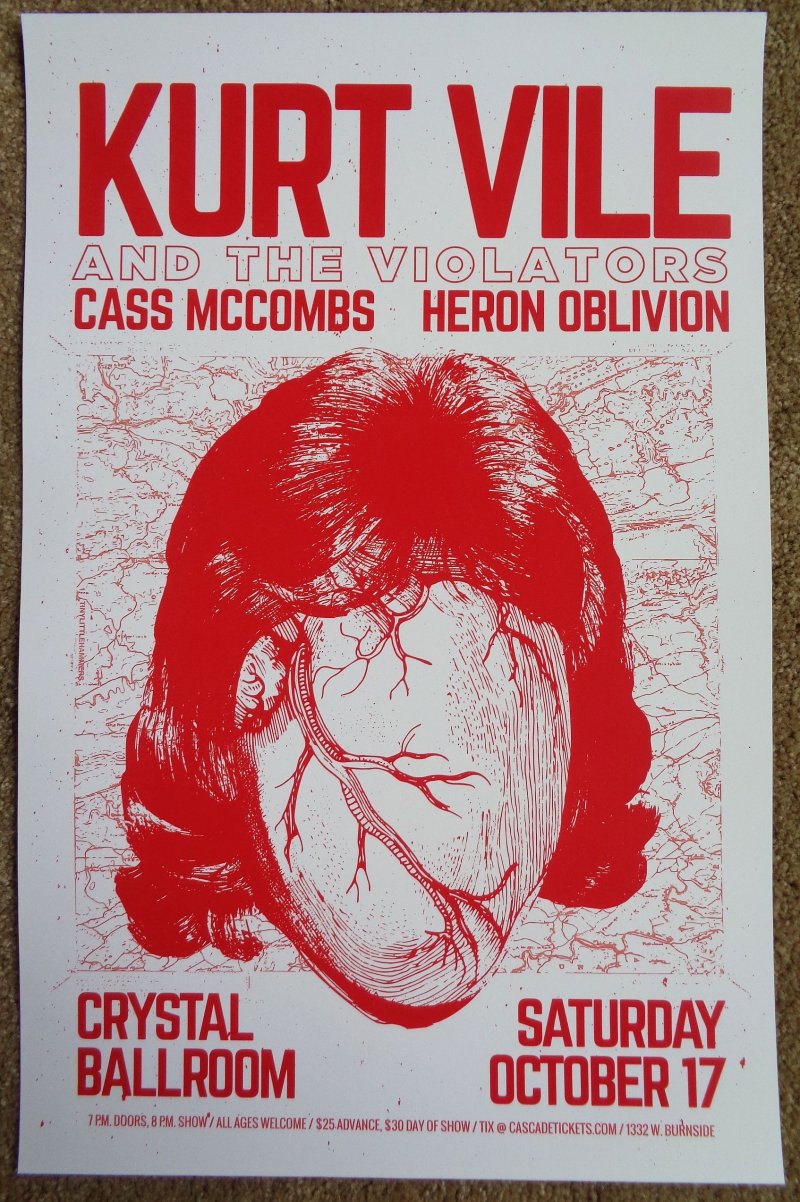 Image 0 of Vile KURT VILE 2015 Gig POSTER Portland Oregon Concert