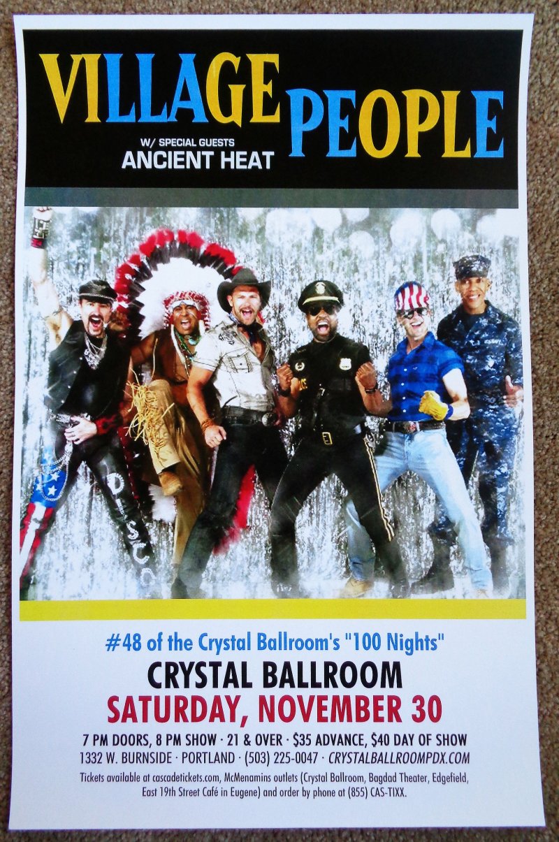 Image 0 of VILLAGE PEOPLE 2013 Gig POSTER Portland Oregon Concert 