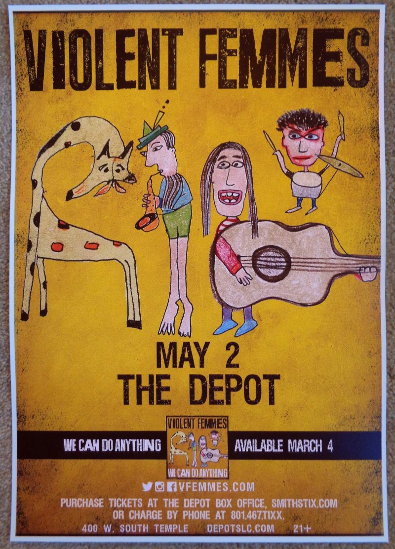 Image 0 of VIOLENT FEMMES 2016 Gig POSTER Salt Lake City Utah Concert