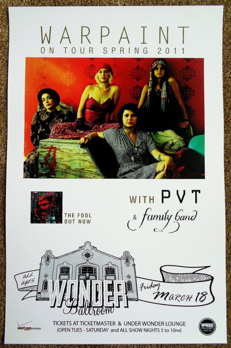 Image 0 of WARPAINT 2011 Gig POSTER Portland Oregon Concert The Fool 