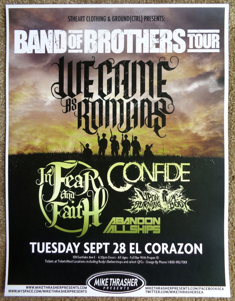 Image 0 of WE CAME AS ROMANS 2010 Gig POSTER Concert Seattle Washington 