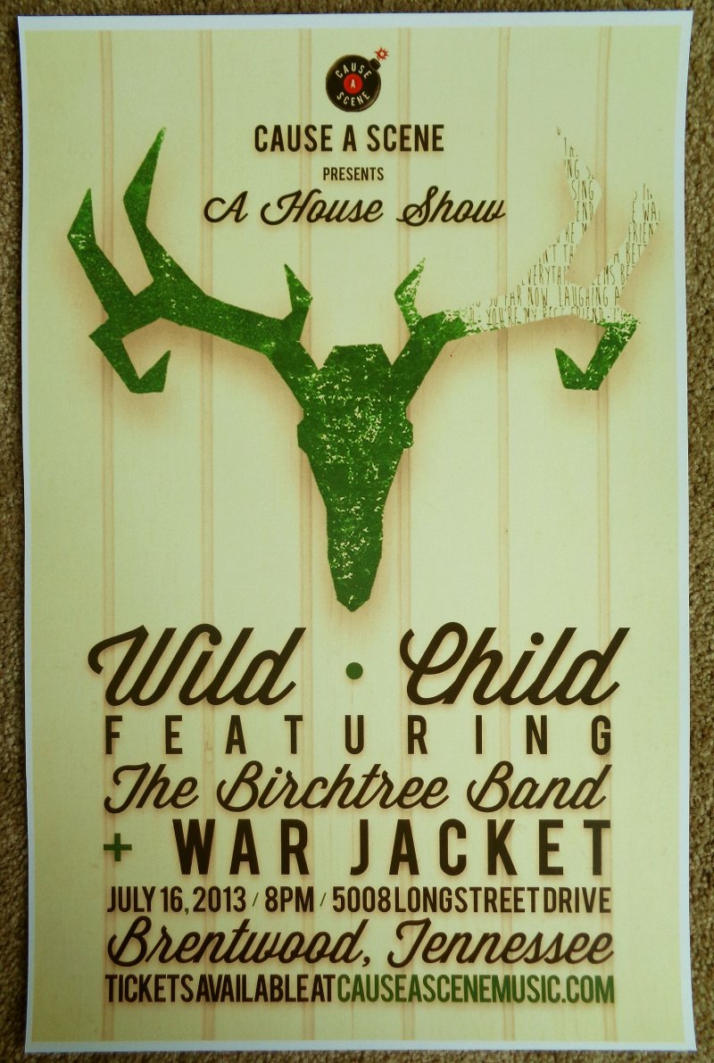 Image 0 of WILD CHILD 2013 Gig POSTER Concert Brentwood Tennessee