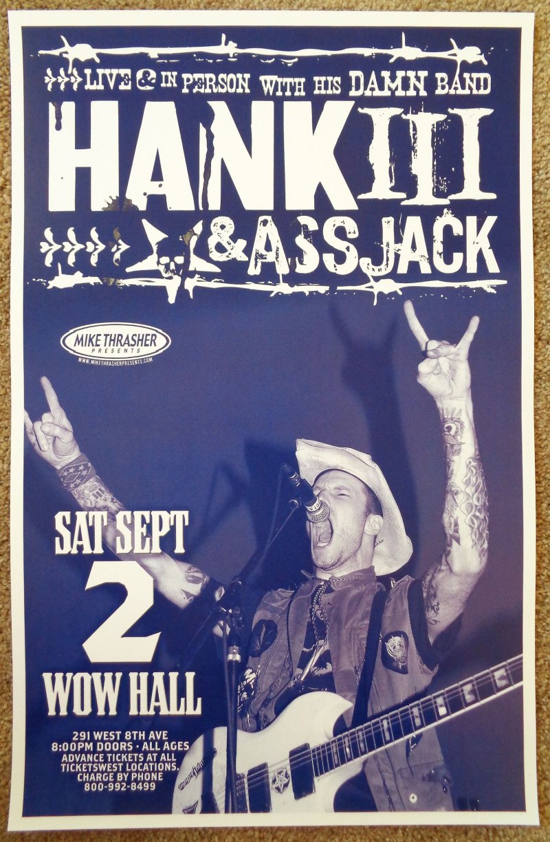 Image 0 of Williams HANK WILLIAMS III & ASSJACK 2006 Gig POSTER Eugene Oregon Concert 